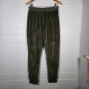 NWT Outerknown Velour Joggers Pants Olive Drawstring Elastic Waist Small Lounge